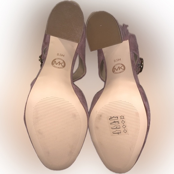 Michael Kors Alana Mauve Blush Pink Mary Jane Block Chunky Heel Pumps Shoes 8.5M - Picture 9 of 13